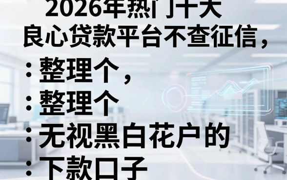 2026年热门十大良心贷款平台不查征信，整理五个无视黑白花户的下款口子