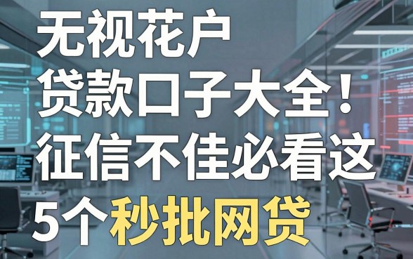 无视花户贷款口子大全！征信不佳必看这5个秒批网贷