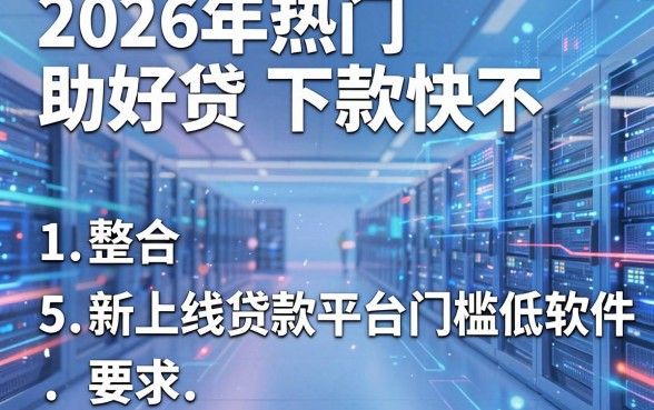 2026年热门助好贷下款快不，整合5个新上线贷款平台门槛低软件