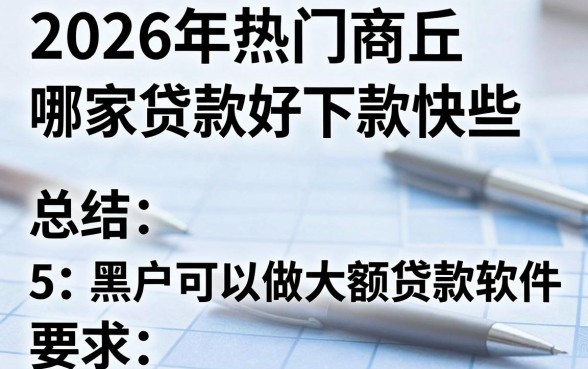 2026年热门商丘哪家贷款好下款快些,总结5个黑户可以做大额贷款软件