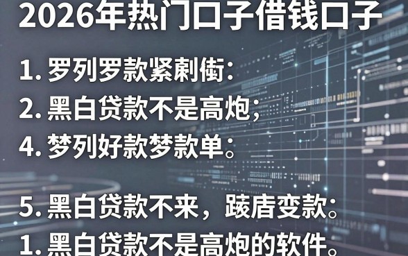 2026年热门口子借钱口子，罗列5个黑白贷款不是高炮的软件