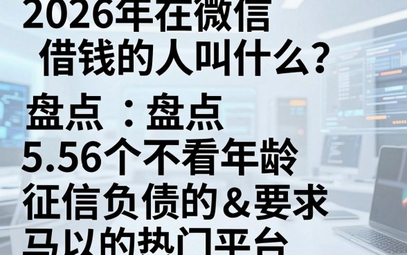 2026年在微信借钱的人叫什么？盘点5个不看年龄征信负债的热门平台
