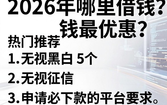 2026年哪里借钱最优惠？热门推荐5个无视黑白、无视征信、申请必下款的平台