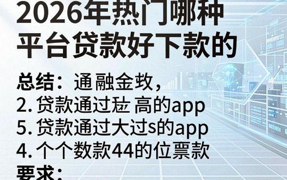 2026年热门哪种平台贷款好下款的，总结5个贷款通过高的app