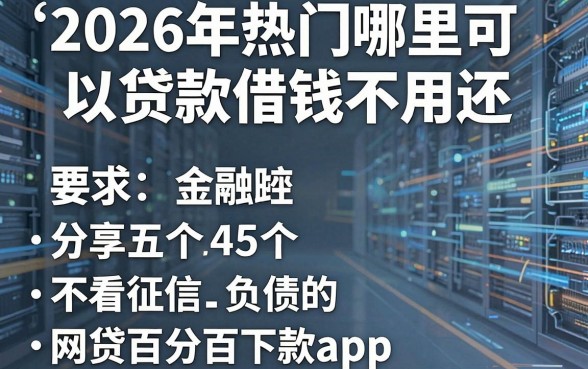 2026年热门哪里可以贷款借钱不用还,分享五个不看征信负债的网贷百分百下款app