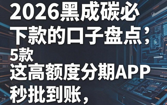 2026黑成碳必下款的口子盘点：这5款高额度分期APP秒批到账！