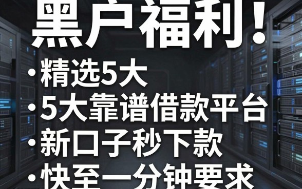黑户福利!精选5大靠谱借款平台,新口子秒下款快至一分钟