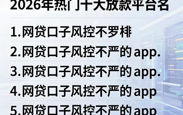2026年热门十大放款平台排名,罗列5个网贷口子风控不严的app