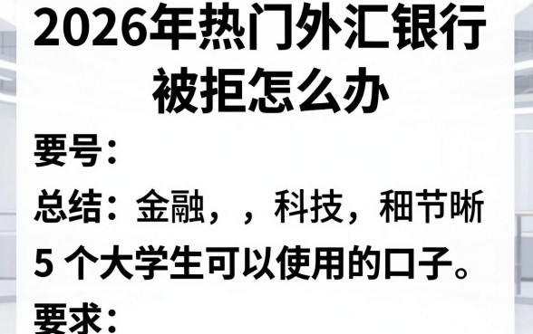 2026年热门外汇银行被拒怎么办，总结5个大学生可以使用的口子