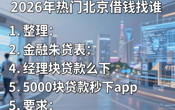 2026年热门北京借钱找谁,整理5个5000块贷款秒下app