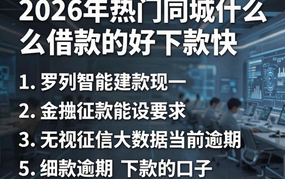 2026年热门同城什么借款的好下款快,罗列5个无视征信大数据当前逾期下款的口子