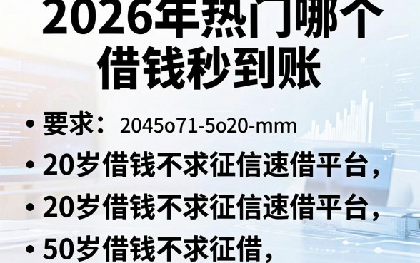 2026年热门哪个借钱秒到账,梳理5个20岁借钱不求征信速借平台