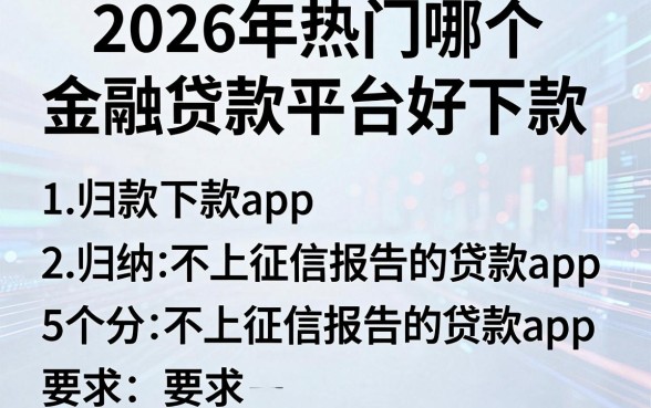 2026年热门哪个金融贷款平台好下款,归纳5个不上征信报告的贷款app