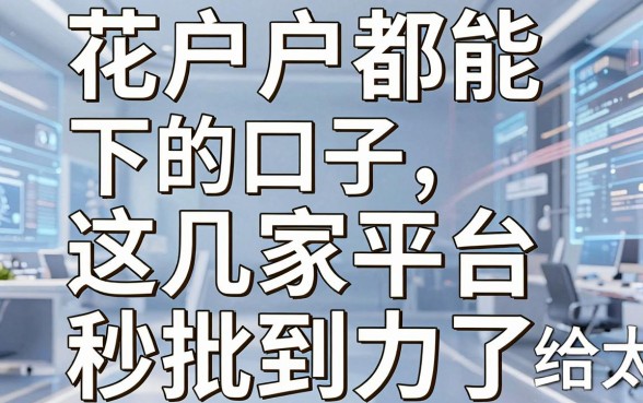 花户户都能下的口子，这几家平台秒批到账太给力了！