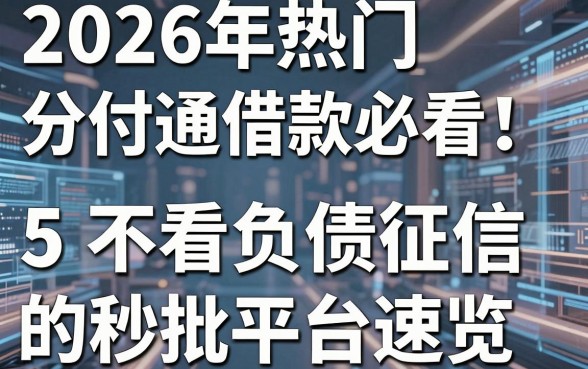 2026年热门分付通借款必看!5个不看负债征信的秒批平台速览