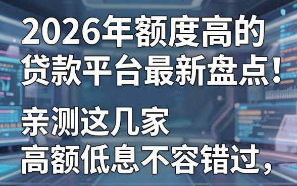 2026年额度高的贷款平台最新盘点,亲测这几家高额低息不容错过!