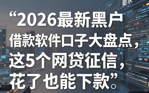2026最新黑户借款软件口子大盘点,这5个网贷征信花了也能下款!