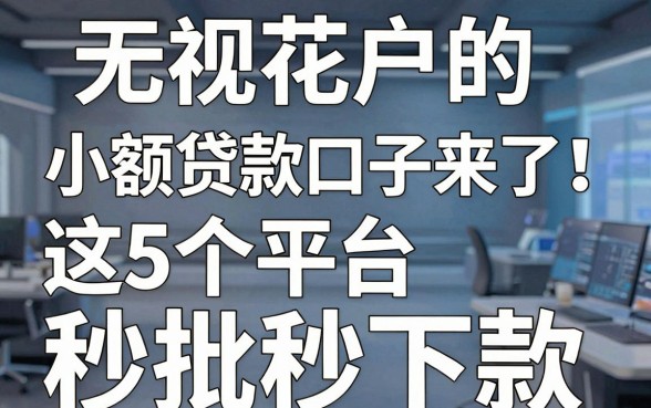无视花户的小额贷款口子来了！这5个平台秒批秒下款