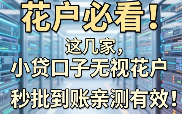 花户必看!这几家小贷口子无视花户,秒批到账亲测有效!