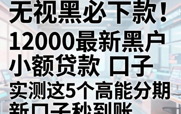 无视黑白必下款!12000最新黑户小额贷款口子,实测这5个高能分期新口子秒到账