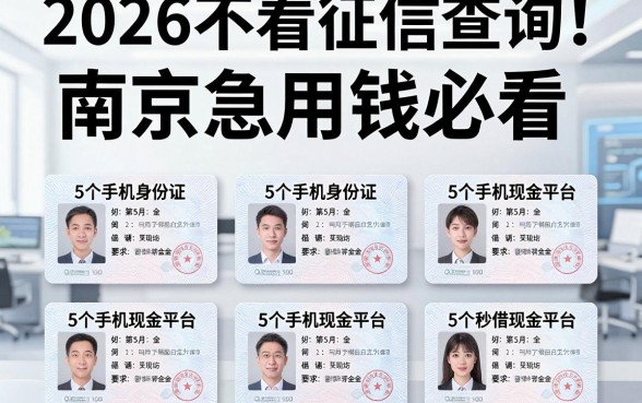 2026不看征信查询!南京急用钱必看,5个手机身份证秒借现金平台