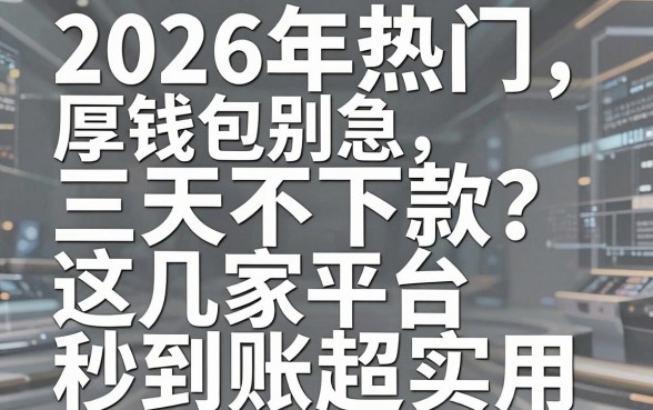 2026年热门厚钱包三天不下款？别急，这几家平台秒到账超实用！