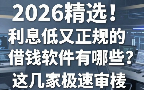 2026精选!利息低又正规的借钱软件有哪些?这几家极速审核!