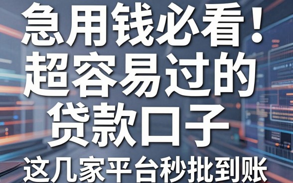 急用钱必看!超容易过的贷款口子,这几家平台秒批到账