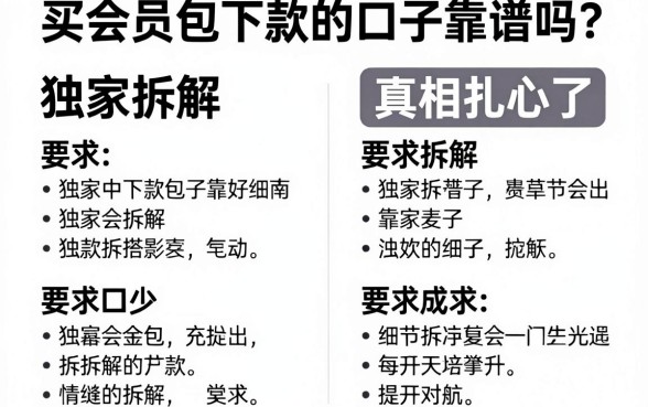 买会员包下款的口子靠谱吗?独家拆解对比,真相扎心了!