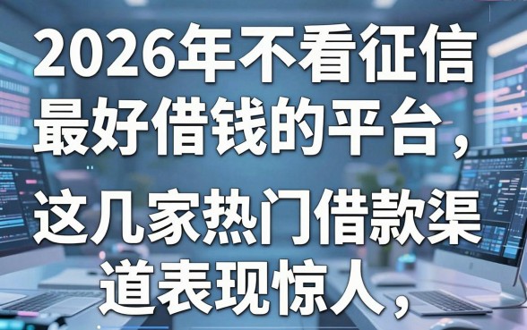 2026年不看征信最好借钱的平台大盘点,这几家热门借款渠道表现惊人!