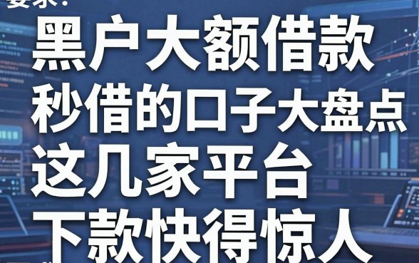 黑户大额借款秒借的口子大盘点，这几家平台下款快得惊人！