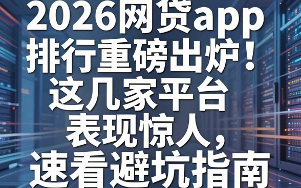 2026网贷app排行重磅出炉！这几家平台表现惊人，速看避坑指南