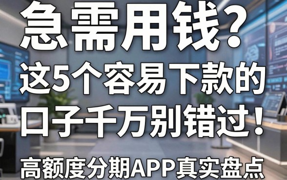 急需用钱?这5个容易下款的口子千万别错过,高额度分期APP真实盘点!