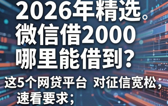 2026年精选：微信借2000哪里能借到？这5个网贷平台对征信宽松，速看！