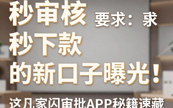 秒审核秒下款的新口子曝光!这几家闪电审批APP秘籍速藏