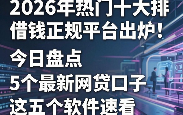 2026年热门十大借钱正规平台排名出炉!今日盘点5个最新网贷口子,这五个软件速看