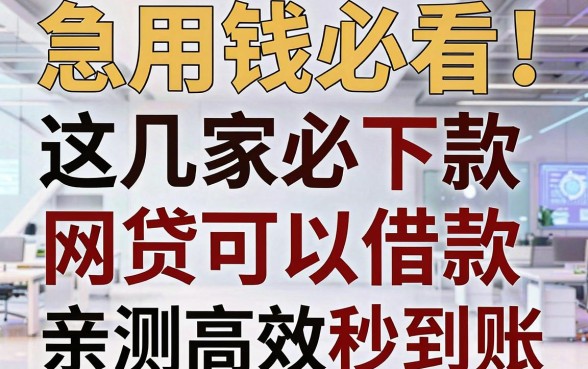 急用钱必看!这几家必下款的网贷可以借款,亲测高效秒到账