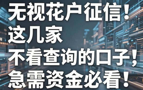无视花户征信!这几家不看查询的口子,急需资金必看