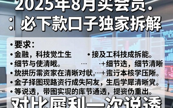 2025年8月买会员必下款口子独家拆解,对比犀利一次说透!