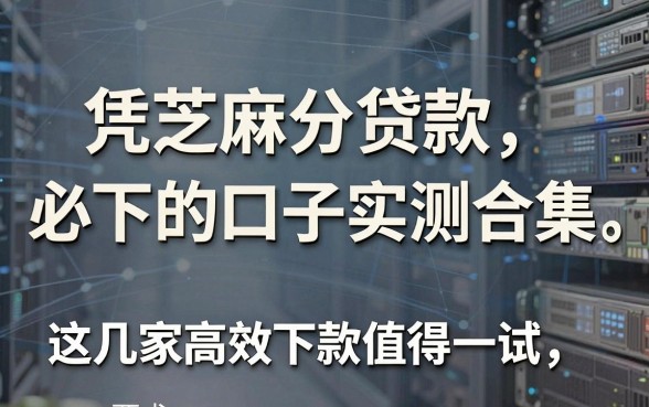 凭芝麻分贷款必下的口子实测合集，这几家高效下款值得一试！