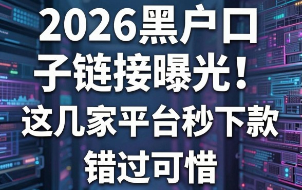2026黑户口子链接曝光!这几家平台秒下款,错过可惜