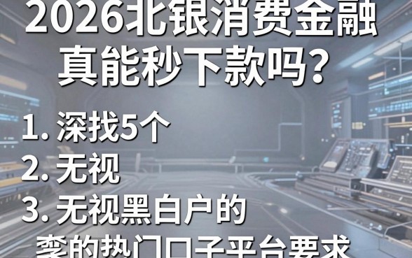 2026北银消费金融真能秒下款吗?深扒5个无视黑白户的热门口子平台