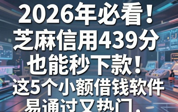 2026年必看!芝麻信用439分也能秒下款,这5个小额借钱软件易通过又热门