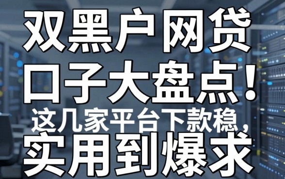 双黑户网贷口子大盘点！这几家平台下款稳，实用到爆！