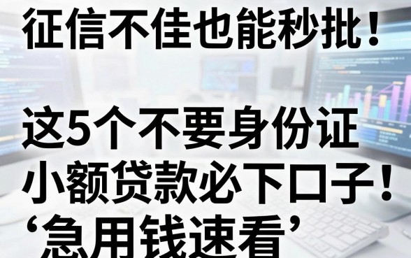征信不佳也能秒批!这5个不要身份证小额贷款必下口子,急用钱速看