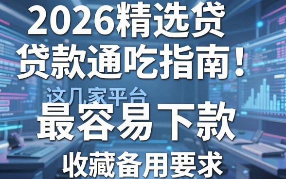 2026精选贷款通吃指南!这几家平台最容易下款,收藏备用