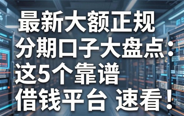 最新大额正规分期口子大盘点,这5个靠谱借钱平台速看!