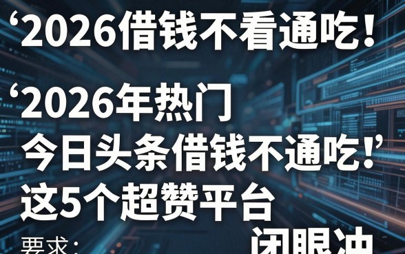 2026借钱不看通吃!2026年热门今日头条借钱不通吃,这5个超赞平台闭眼冲