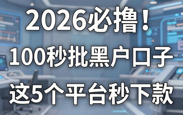 2026必撸!100秒批黑户口子,这5个平台秒下款!