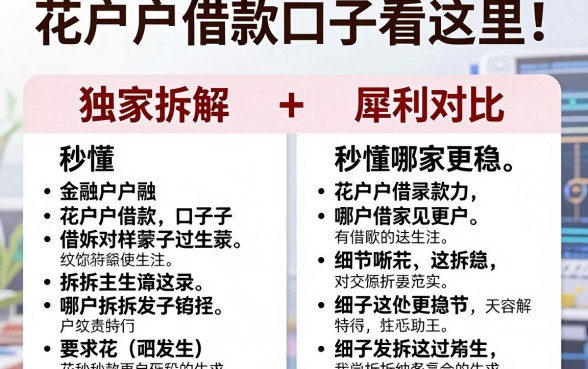花户户借款口子看这里!独家拆解+犀利对比,秒懂哪家更稳